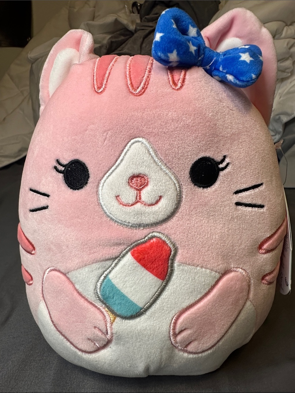 SQUISHMALLOWS - LAURA RAINBOW POP Pink Cat Plush with Blue Star Bow
